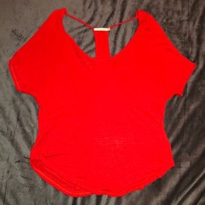 Drapey layered red tee with back details